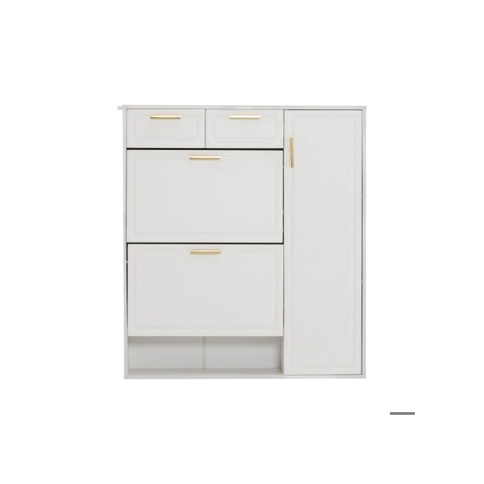 Meuble À Chaussures - MUVOE - Moderne - Blanc - 2 Tiroirs - 10 Paires De Chaussures