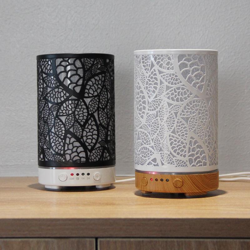 100ML Aroma Diffuser Ultrasonic Humidifier with 7 Color Light, 1H/2H Timer, Auto Shut-Off, Leaf Essential Oil Diffuser for Home