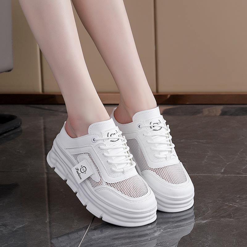 

New half-drag mesh women s shoes 2025 spring and summer breathable inner height increase platform casual shoes fashion slippers CY-711 40 белый