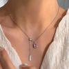Black Diamond Square Pendant Tassel Necklace - Stylish Women's Luxury Design, Versatile Clavicle Chain Gift for Girlfriend.