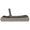 Double Sun Lounger with Cushions Gray Poly Rattan