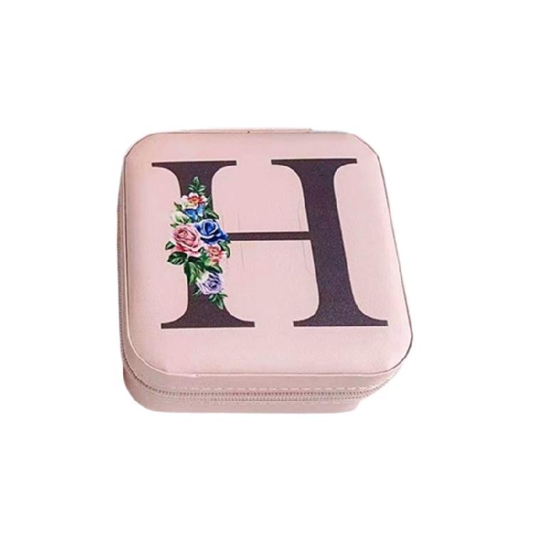 Jewelry Travel Organizers Letter Pattern Small Jewelry Container Fashion Portable Case PU Texture for Fashionable Lover