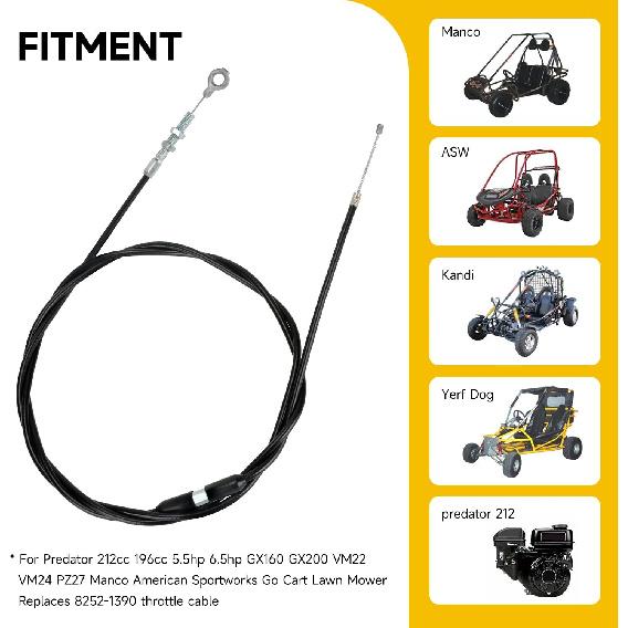 HIAORS 75 Inch Go Kart Throttle Cable Kit Compatible With Predator 212Cc 196Cc VM22 VM24 GX160 GX200 6.5Hp 5.5Hp Engine Manco ASW American Sportworks