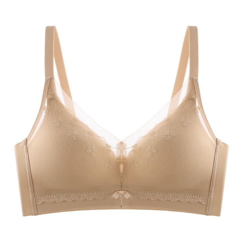 Seamless Lace Women Bra Thin Cup Small Chest Gathering Breathable Invisible Side Support