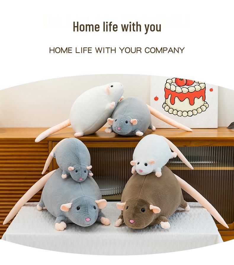Gray Fancy Rat Plush Doll - Cute Simulation Stuffed Toy & Sleeping Pillow Gift