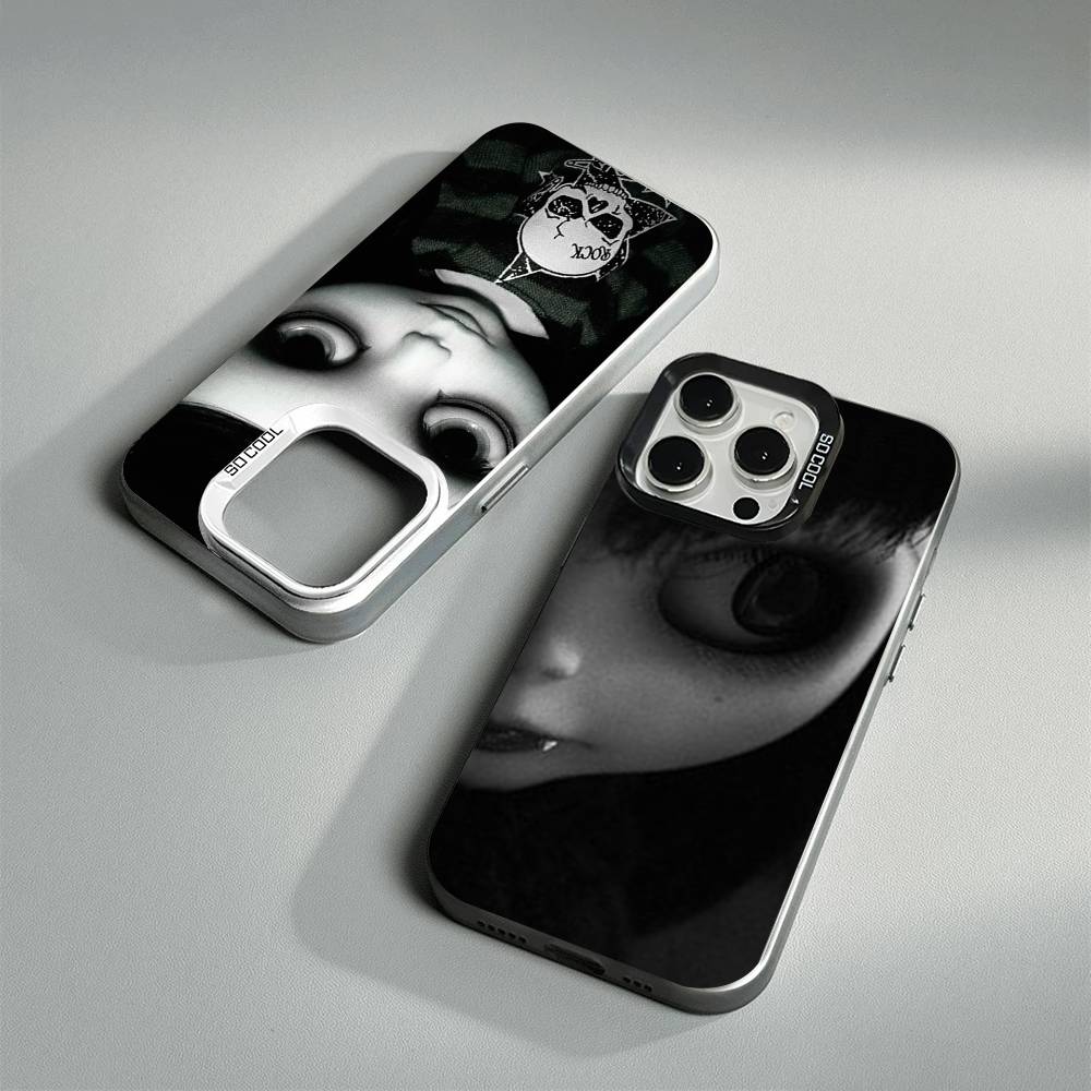 Dark Cute Girl Doll Phone Case For IPhone 17 16 15 14 13 Pro 12 11 Pro Max PLUS Color Back Cover