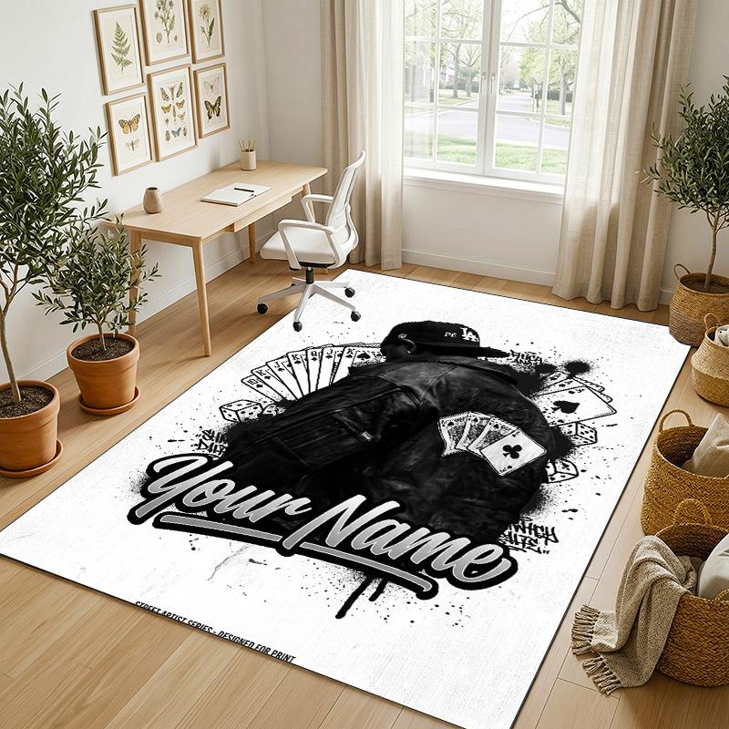 Personalized Crystal Velvet Carpet,Kendrick Lamar Custom Printed Name, Plush Area Rug For Home Indoor Decor
