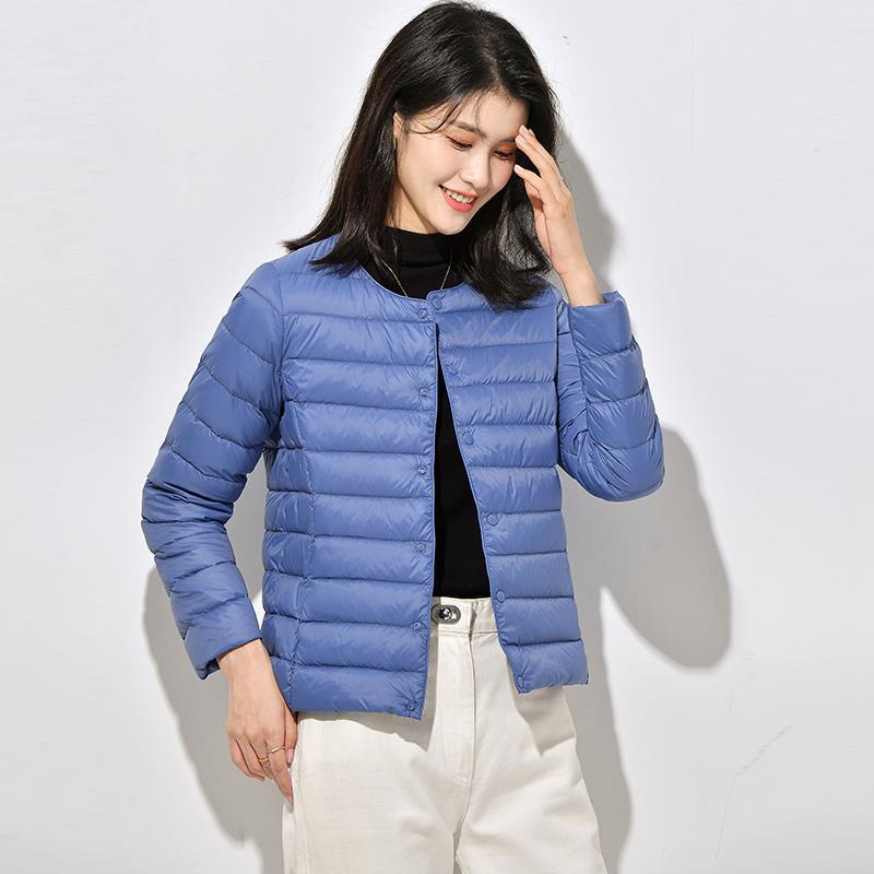 White duck down light down jacket women's winter new slim-fit warm short jacket round neck V-neck inner and outer wear liner