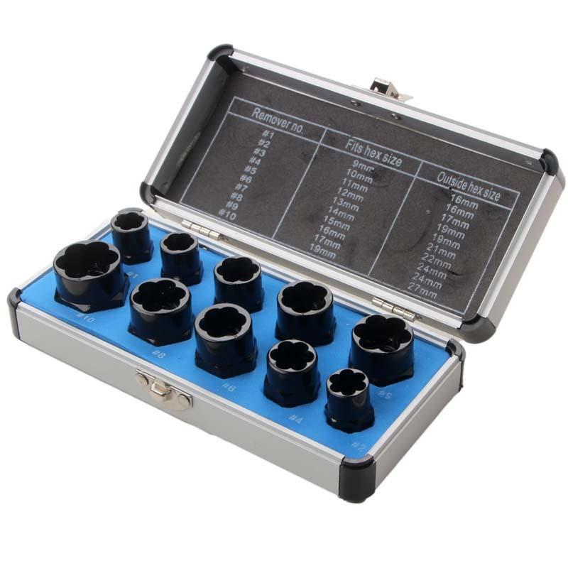 

10 Piece Screw Remover Tool Kit with Hard Storage Case for Removing Damaged, Rusty Screws (Height Set) чёрный