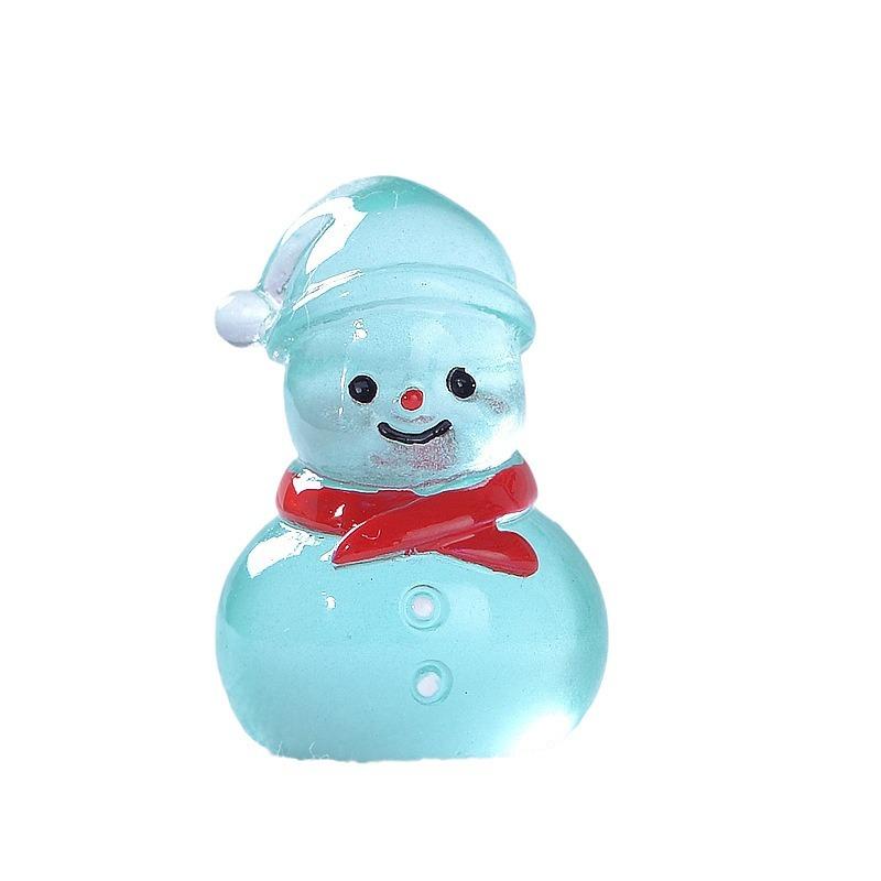 Christmas Cute Glow-in-the-dark Little Snowman Snow Scene Ornament Desktop Decoration Accessory