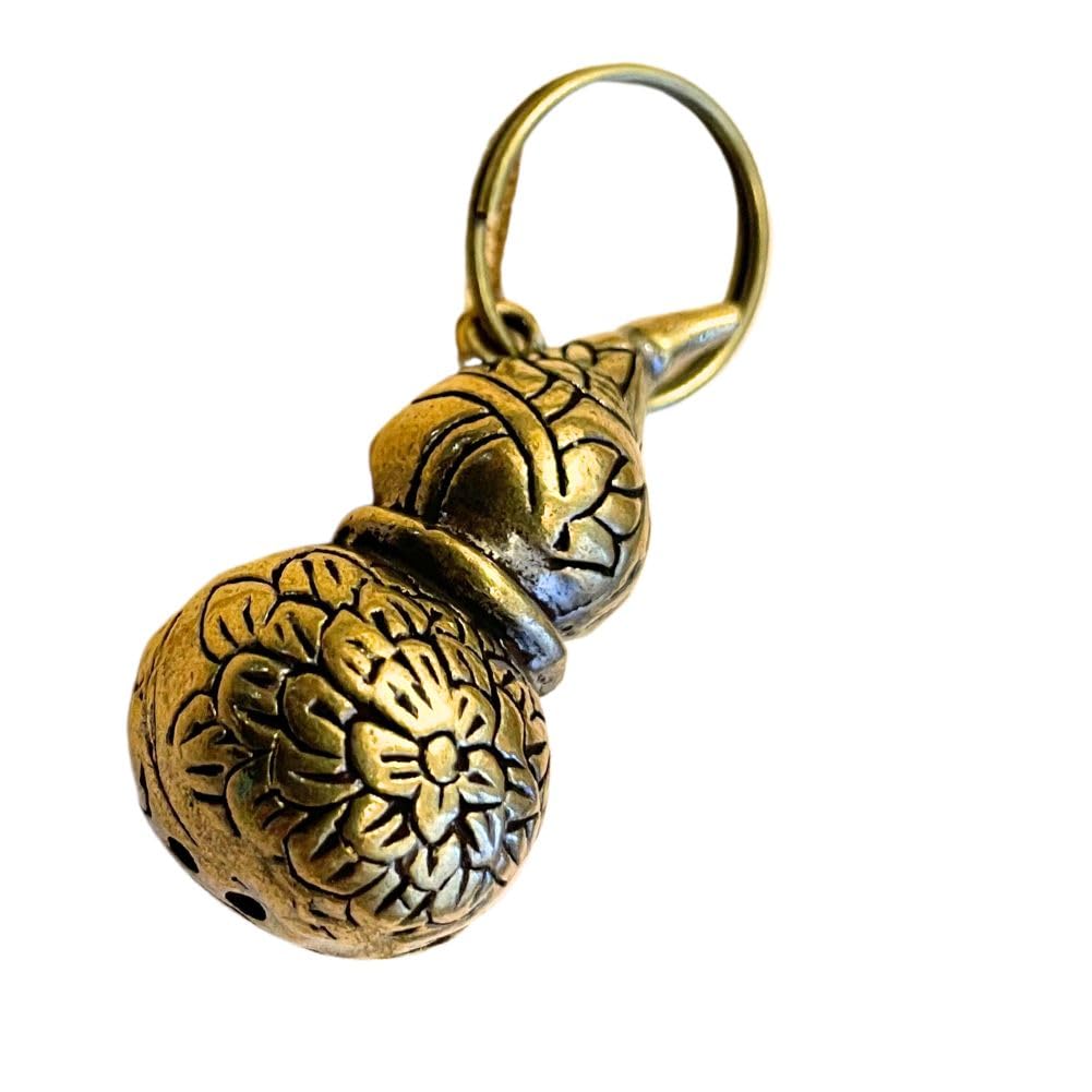 Gourd Feng Good Luck Money Luck Pendant Openwork [DAZUMA] Keychain, Shui, Charm, Brass, Antique, Charm, Strap, (Flower) золотой