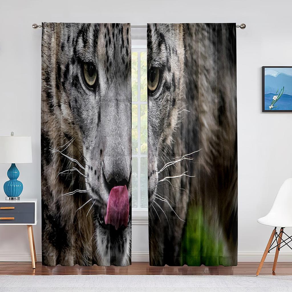 African Animal Safari Leopard Wildlife Cheetah Sheer Voile Curtains for Living Room Bedroom Kitchen Decor Tulle Window Curtain