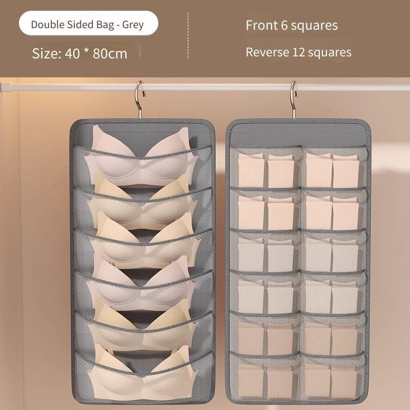 

Hanging Storage Bag Double Sided Organizer for Underwear Socks Space Saving Closet Dorm Must Have Storage Solution Multipurpose 40x80cm