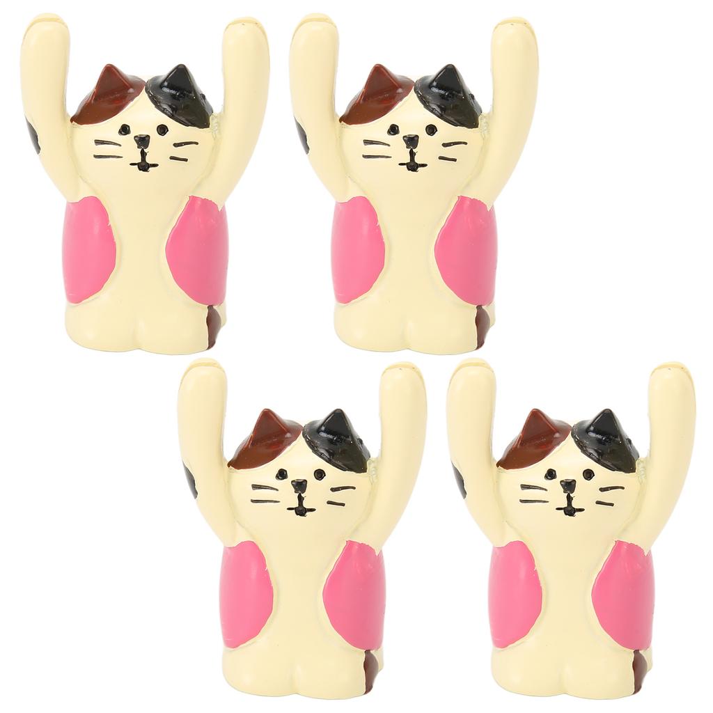 4Pcs Cartoon Photo Clip Cute Cat Style Durable Resin Stable Eye Catching Animal Note Holder for Wedding Party Office