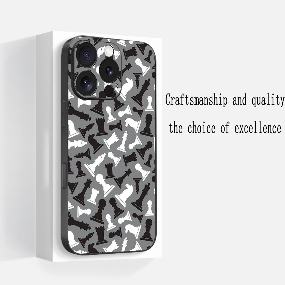 

Chess Stylish retro pattern design Phone Case For iPhone 16 16e 15 14 13 12 11 Plus Mini Pro Max Soft black Shockproof Cover iPhone 13