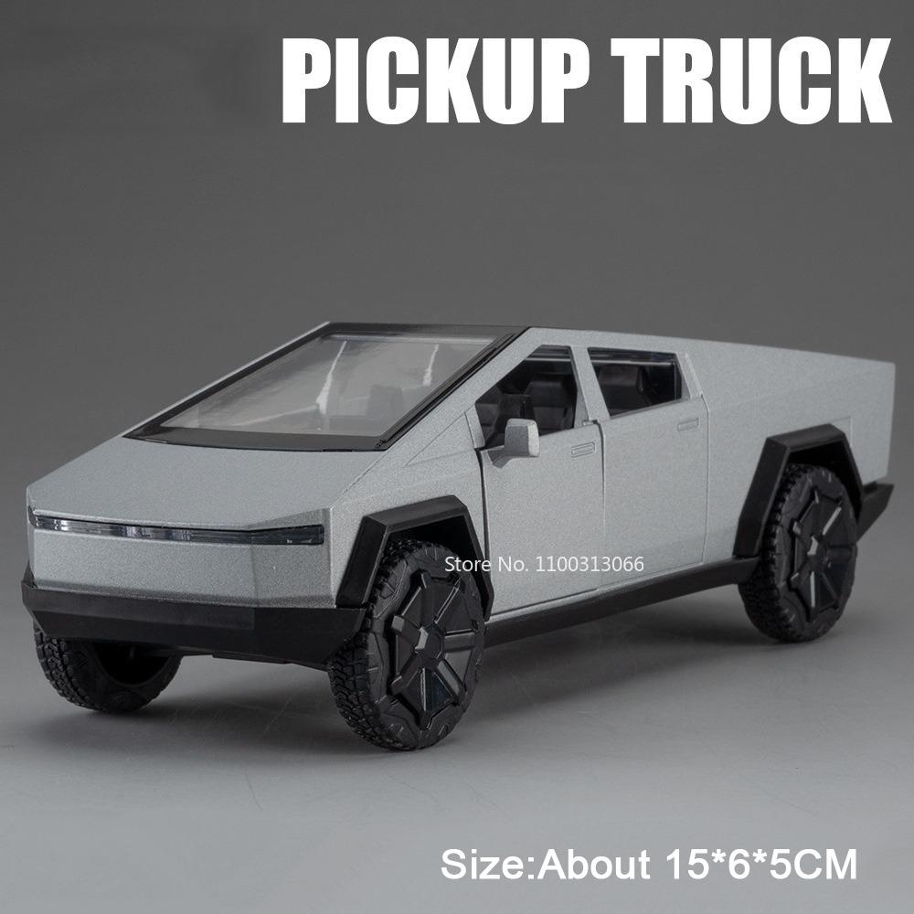 1:32 Pickup Truck Alloy Toys Cars Diecast Models Wheel Pull Back Miniature Police Car Rubber Tires Off-road Toy Home Decoration