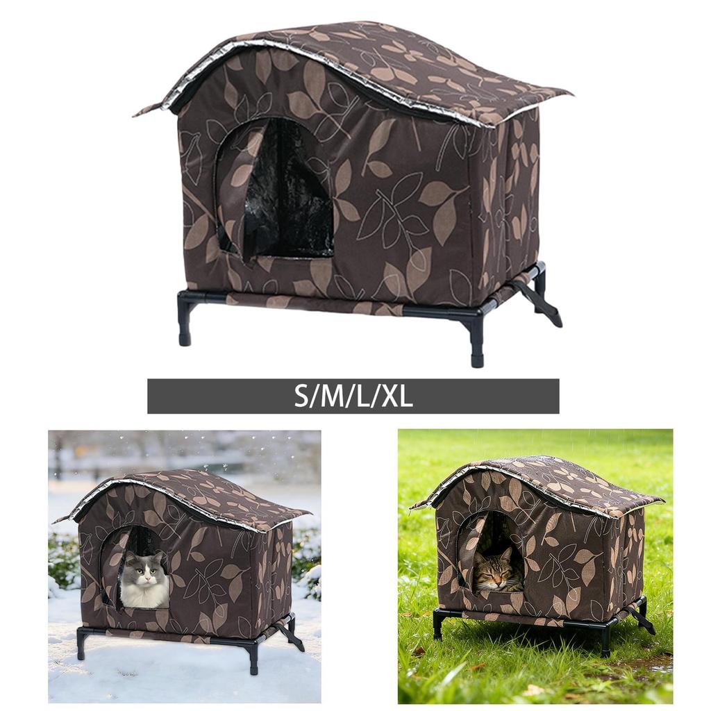 Oxford Cloth Outdoor Cat House Durable Rainproof Pet Shelter for Feral Felines Winter Enclosure