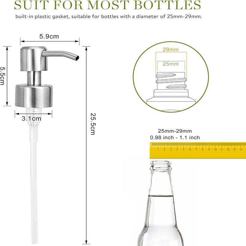 1/2Pcs Pump Dispenser Stainless Steel Soap Dispenser Pump for Standard 28/400 (26 Mm - 28mm) Neck Size Liquid Dispenser Tool