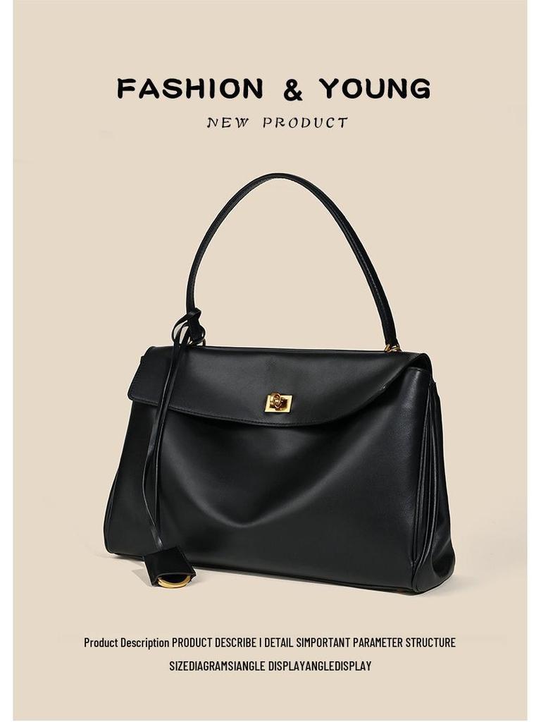 Genuine Leather Women's Large Capacity Rodeo Tote: Cross-border Hot-Selling Cowhide Shoulder Bag for Commute