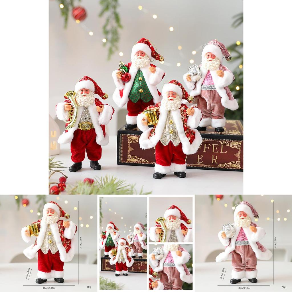 Cute Santa Claus Ornament With Musical Instruments Christmas Decoration Props For Holiday Decor And Window Display