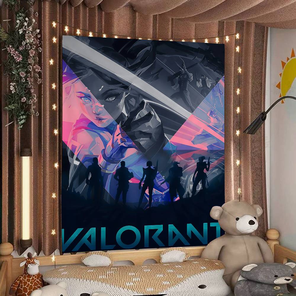

VValorant Game Colorful Tapestry Wall Hanging Hippie Flower Wall Carpets Dorm Decor Wall Art Decor 74x94cm(29x37in)