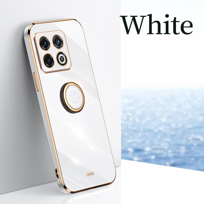 Luxury Plating Ring Holder Soft Silicone Case For OnePlus 10 9 Pro 9R 9RT 8T Shockproof Bumper Lens Protection Stand TPU Back Cover Shell
