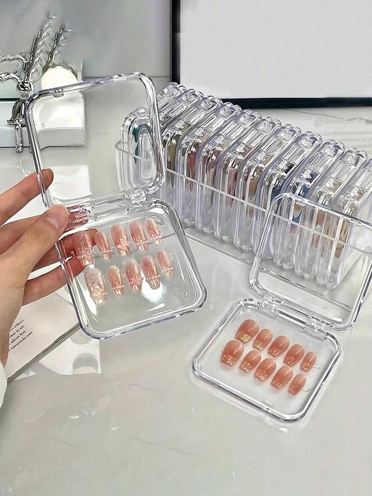 1/5/10/20 Stück Transparente Nail Art Aufbewahrungsbox, Organizerbox für künstliche Nägel, Aufbewahrungsbox für Press-On Nägel, Nagel-Displaybox