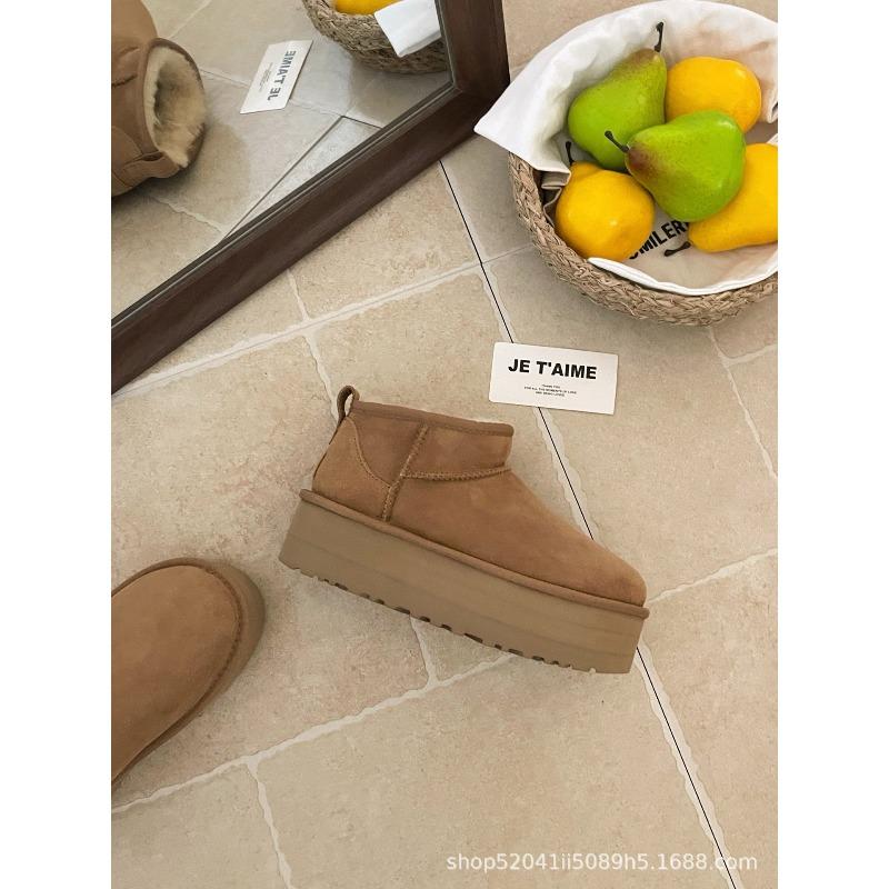 Fur integrated short tube i mini snow boots piled thickened thermal cotton boots