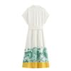 2024 New Lapel Curling Short Sleeve with Belt Return Pattern Printed Shirt Dress 8253497 330