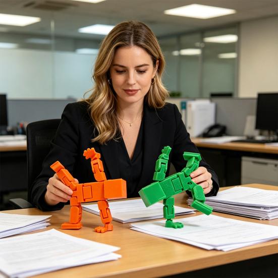 3D Printed Cube Robot Figurine Movable Joints Cube Man Stress Relief Toy Home Office Desktop Decoration Ornament