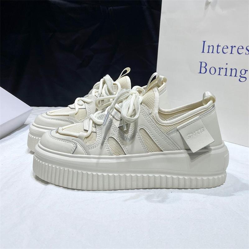 

Белые туфли на толстой подошве, женская весенняя новая повседневная дышащая спортивная обувь в корейском стиле 35