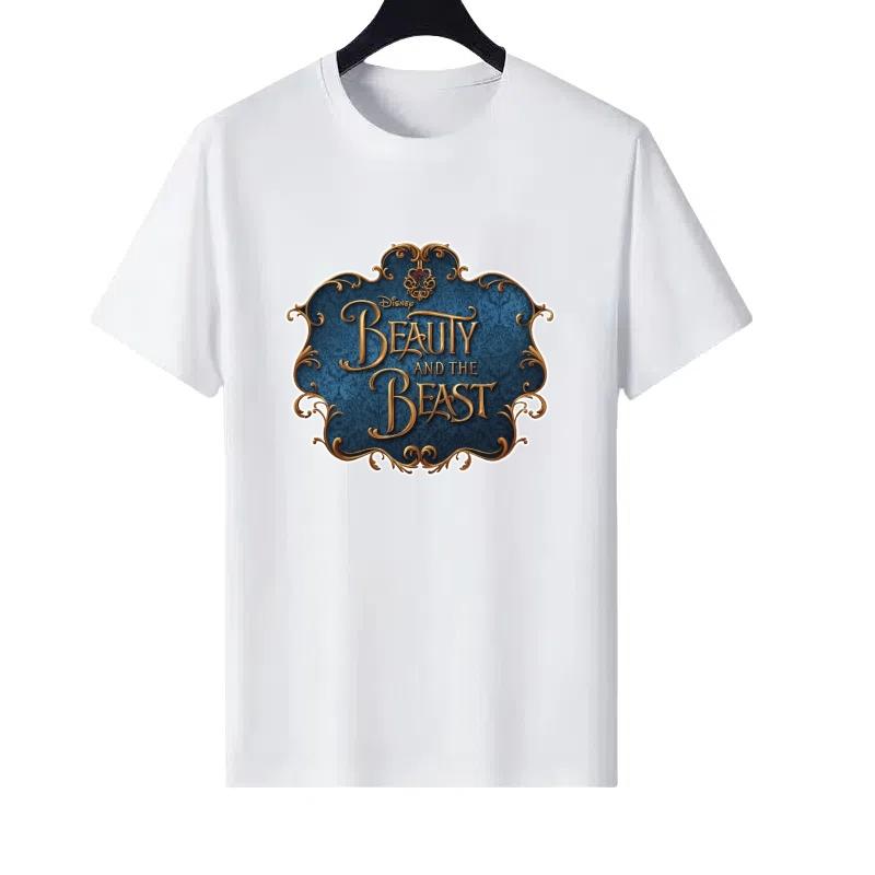 

Disney Beauty And The Beast Pattern Woman Fashion Parent-child Clothing Cartoon Children s Short Sleeves T-Shirt Blouses 140