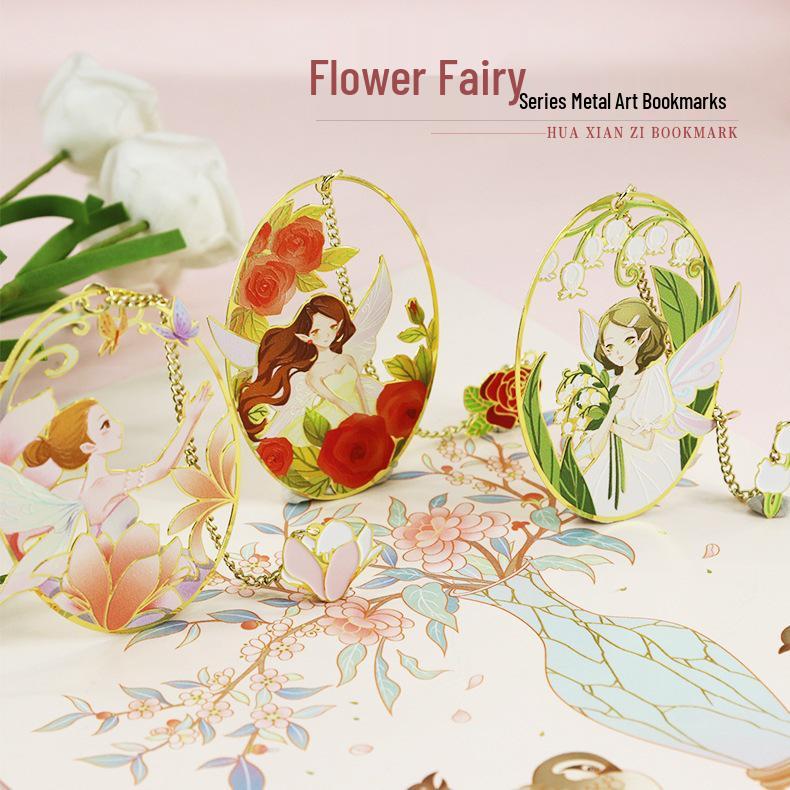 Flower Fairy Metal Bookmark Gift Box - Artistic and Fresh Cultural Gift for Teacher's Day