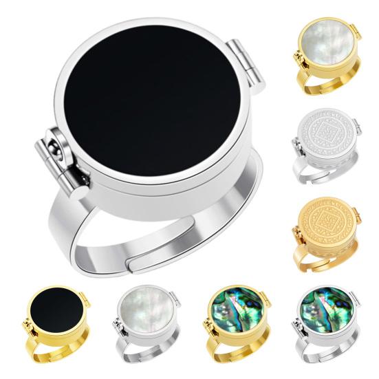 Lipstick Ring Stainless Steel Opening Adjustable Ring with Hollow Carving Box Design Lip Care Emergency Storage Ring Miniature Storage Accessory