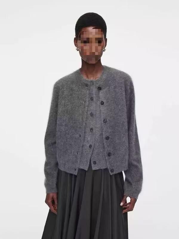 

Женский кардиган из смесовой ткани с кашемиром с начесом, с круглым вырезом и длинными рукавами Extra Small серый