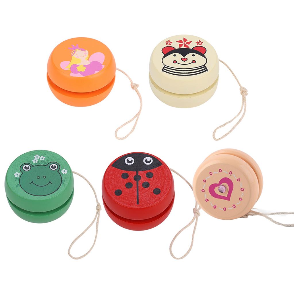 Jojo Niedliches Cartoon-Muster Holz-Jojo-Ball Früherziehungsunterricht für Kind Kinder Holz-Jojo