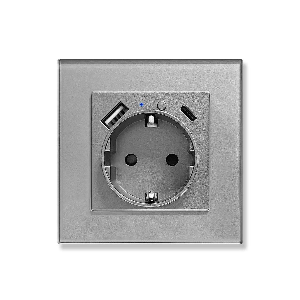 Model 153 Smart WiFi Wall Socket with Tempered Glass Panel - Alice Voice App Compatible
