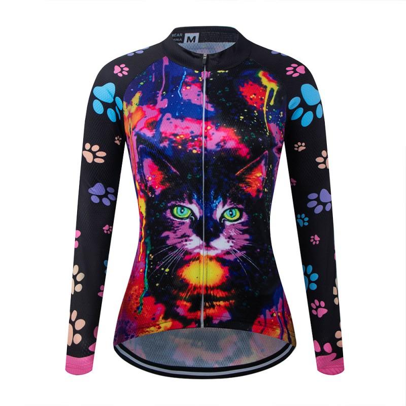 Womens Long Sleeve Cycling Jersey Breathable Quick Dry Mountain Road Bike Top