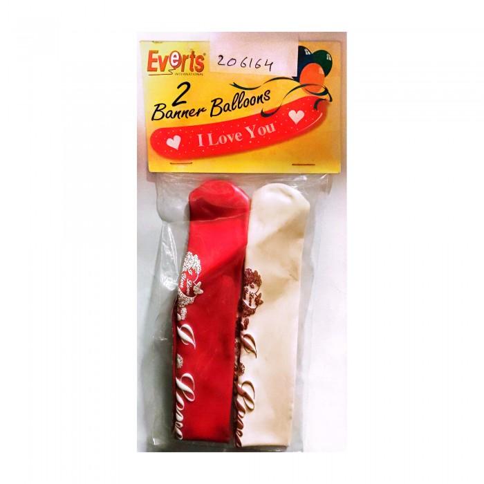 Everts I love You Banner Balloons (Pack of 2) One Size blanc/rouge