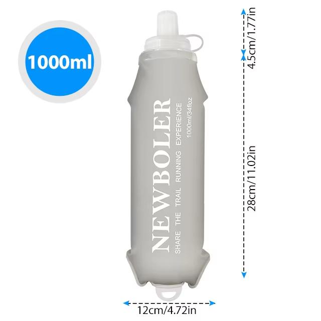 NEWBOLER 800/1000ml TPU Soft Water Bottle Ultra Lightweight Foldable Wristband Fixed Anti Slip Outdoor Running Soft Water Bottle 1