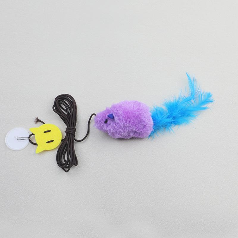 Hot Hanging Sound Feather Mouse Elastic Rope Simulation Plush Call Mouse Cat Cat Self-health Artifact Cat Toy