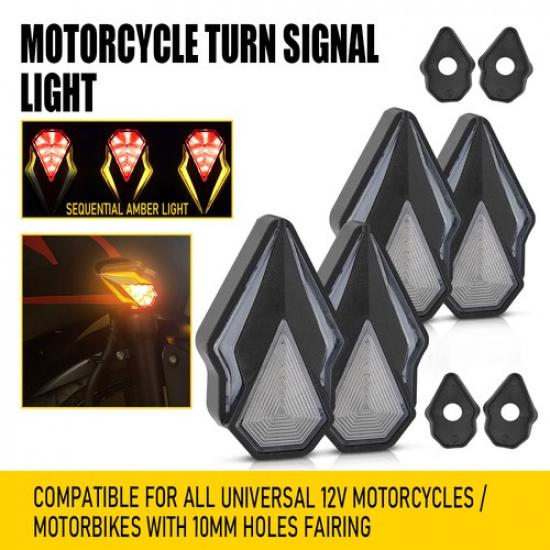 

LED 4X Motorcycle Red/Amber Brake Blinker Signal Turn Indicator Mini Tail Lamps