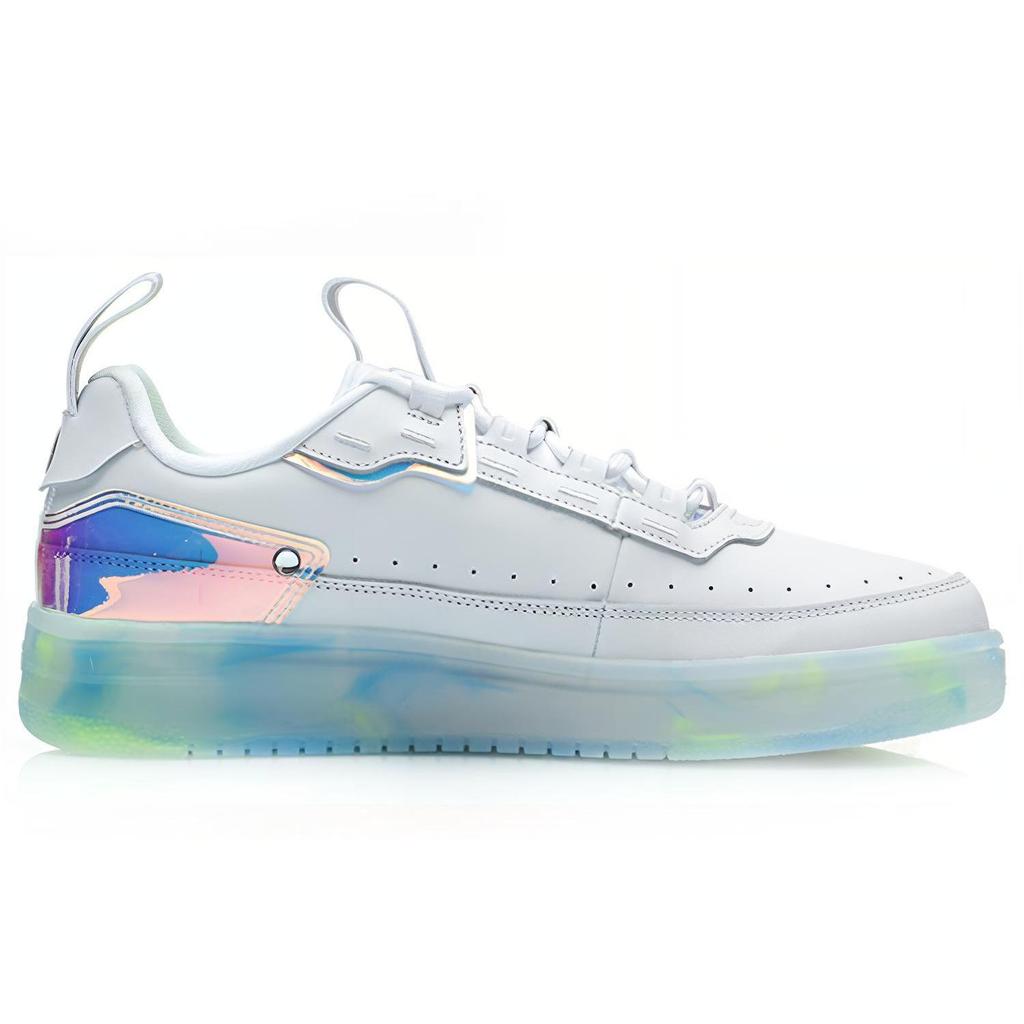 Li Ning Counterflow Slip Resistant Abrasion Resistant Low Top Skateboard Shoes Men's White Gray AGCP289-1