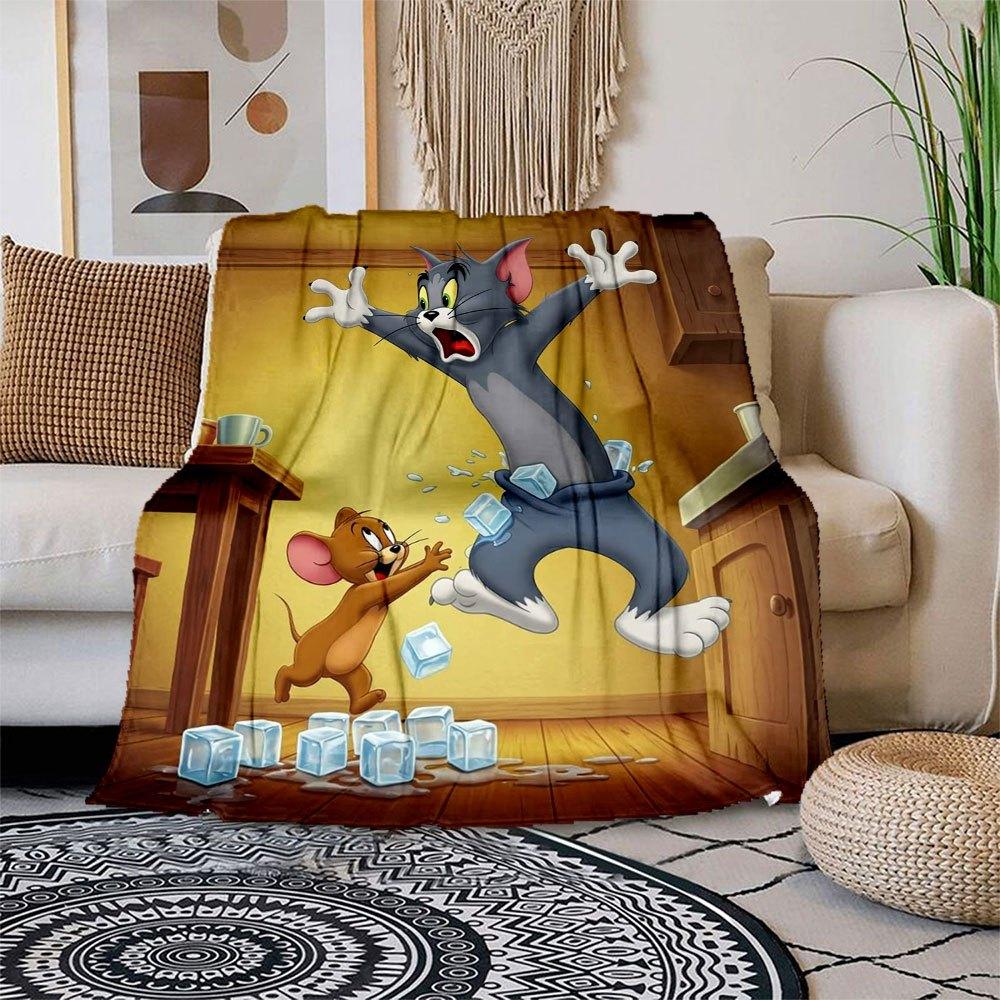 

Tom and Jerry Ice Cube Fun Game Poster PrintBlanket Flannel Throw Blanket for Sofa, Bed, Travel, Camping, Office 100x150cm