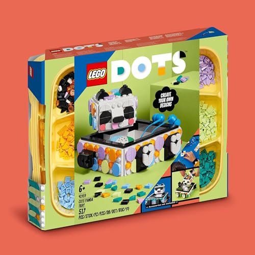 LEGO Dots Süßer Panda-Tablett 41959, Spielzeugbausteine, Geschenk, Schmuck, Basteln, Jungen und Mädchen, Ab 6 Jahren