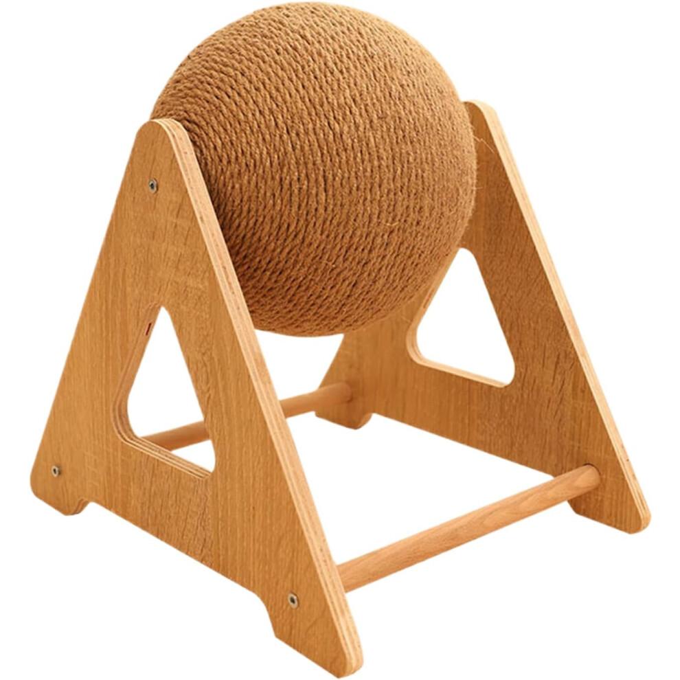 Cat Scratch Toy, Cat Scratcher Spinner Ball for Kittens, Chinchillas, Bunnies, Wood Color