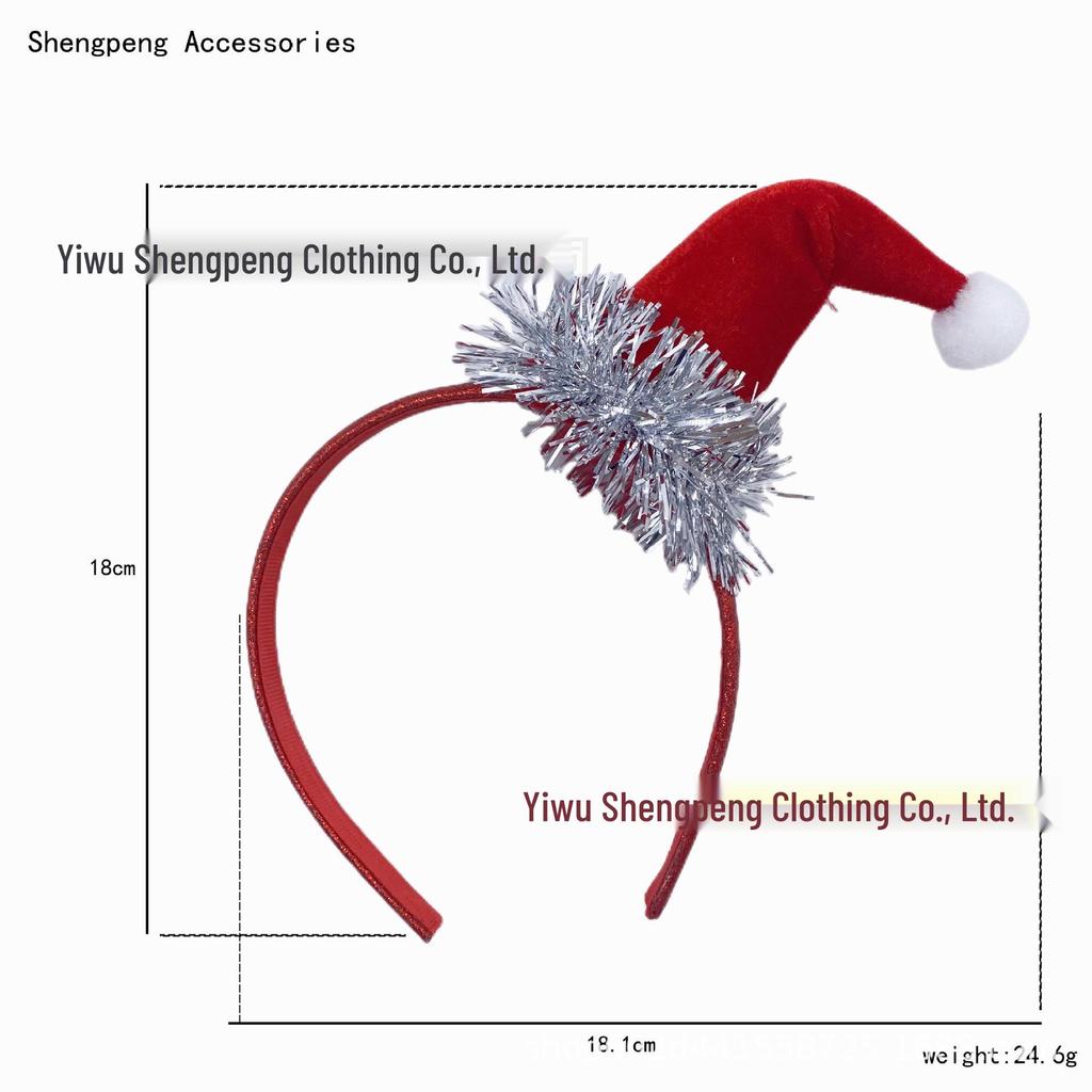 Opaska świąteczna 3D z małym kapeluszem - Świąteczne akcesorium do włosów dla dorosłych i dzieci
