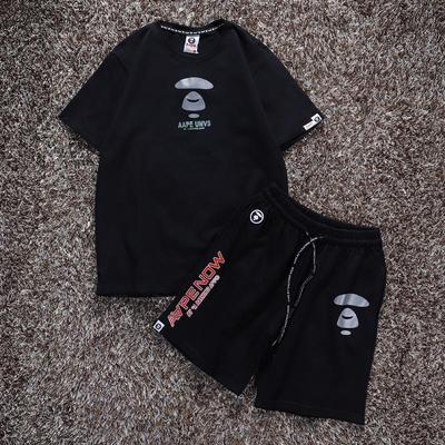 Ape Head AAP Men’s & Women’s Trendy 2-Piece Set: Reflective Loose Fit Shorts & Short-Sleeve T-Shirt