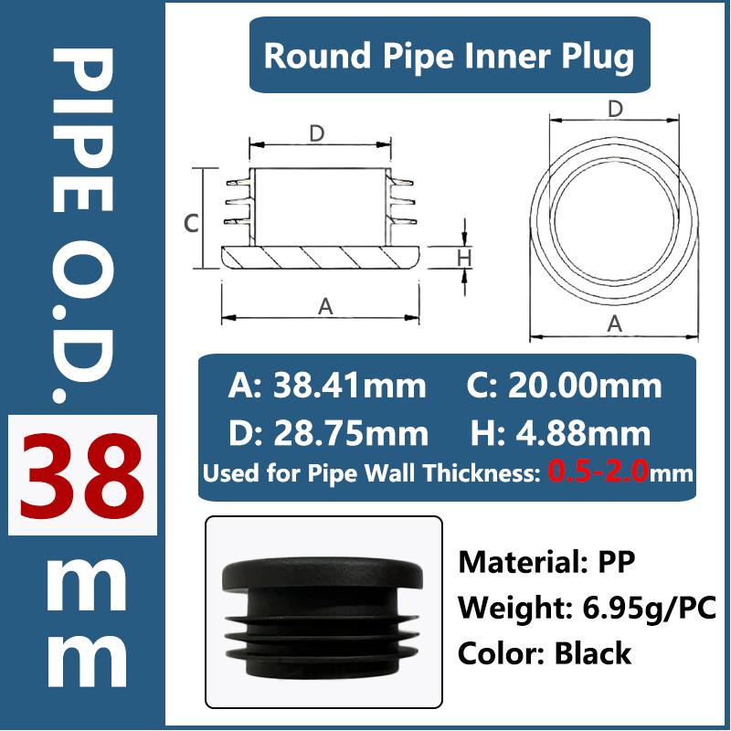 Round Plastic Inner Plug Steel Pipe End Cap Blanking Cover Anti Slip Furniture Chair Ladder Leg Protector Pad