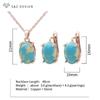 Mode Ei Form Oval Imitation Türkisen Verkrustete Ohrringe Schmuck Sets Für Frauen Hochzeit Rose Gold Farbe Anhänger Halskette